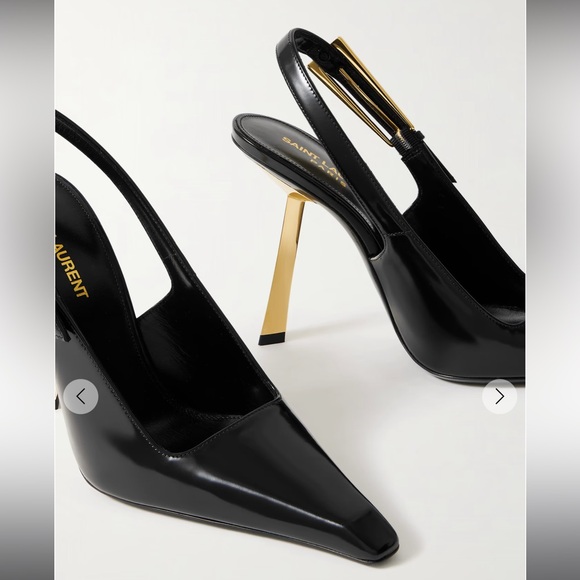 SAINT LAURENT
Lee patent-leather slingback pumps